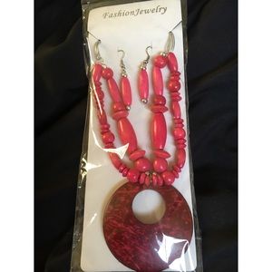 Red necklace and earring set